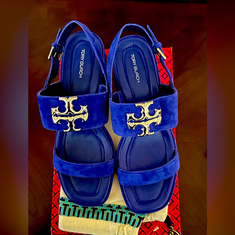 Tory Burch Aleanor Cobalt heel Sandals 55MM Size 8M New